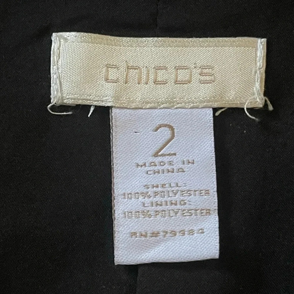 Chico’s Black Silver Metallic Snake Print Full Zip Jacket Women Size 2 - Picture 4 of 4